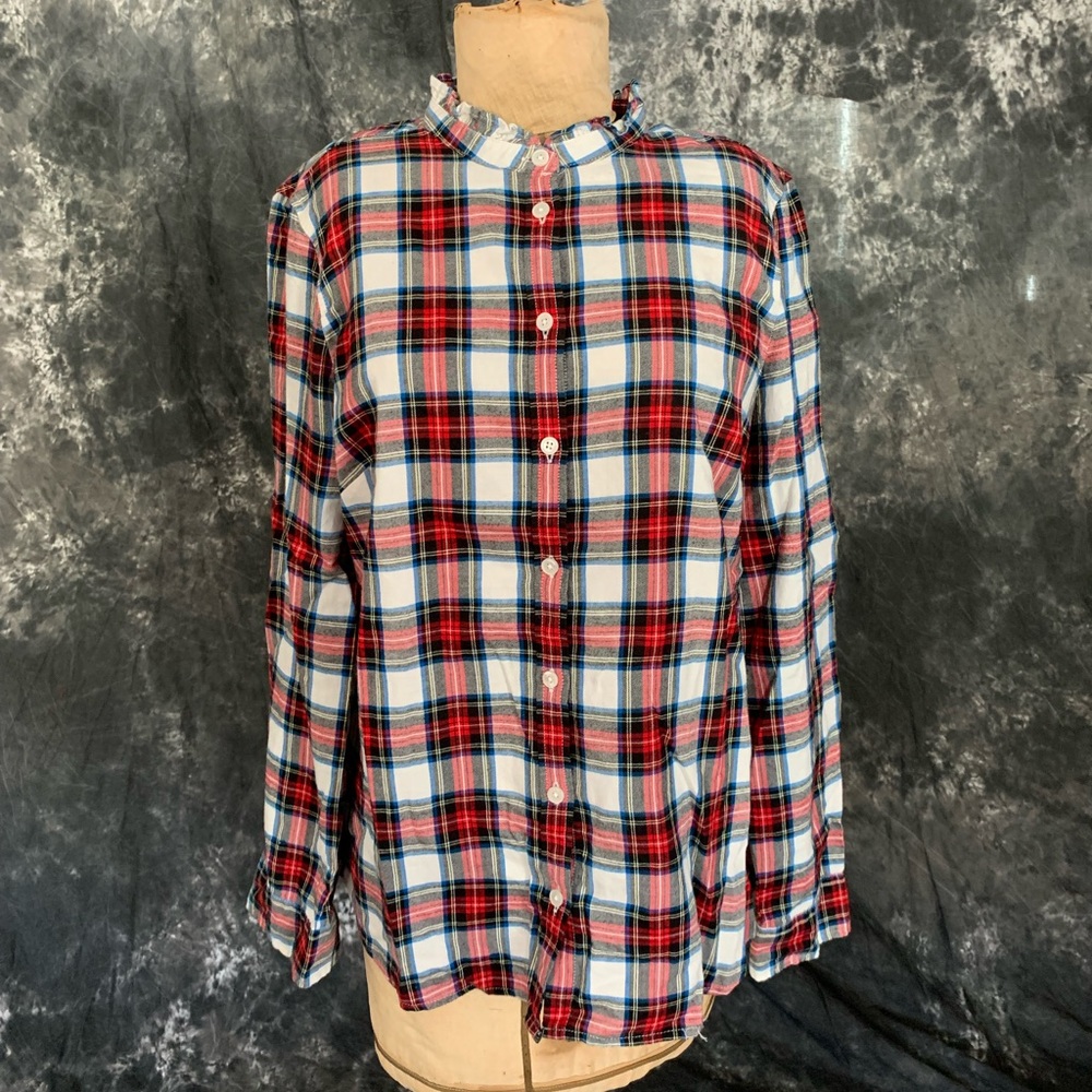 J. Crew Factory Red and Blue Plaid Button Down Flannel Shirt
